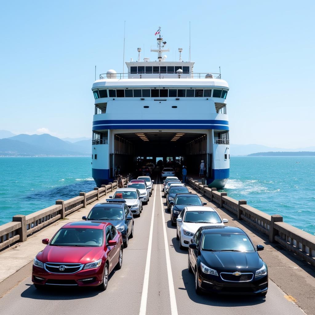 Cars Loading onto Martha's Vineyard Ferry