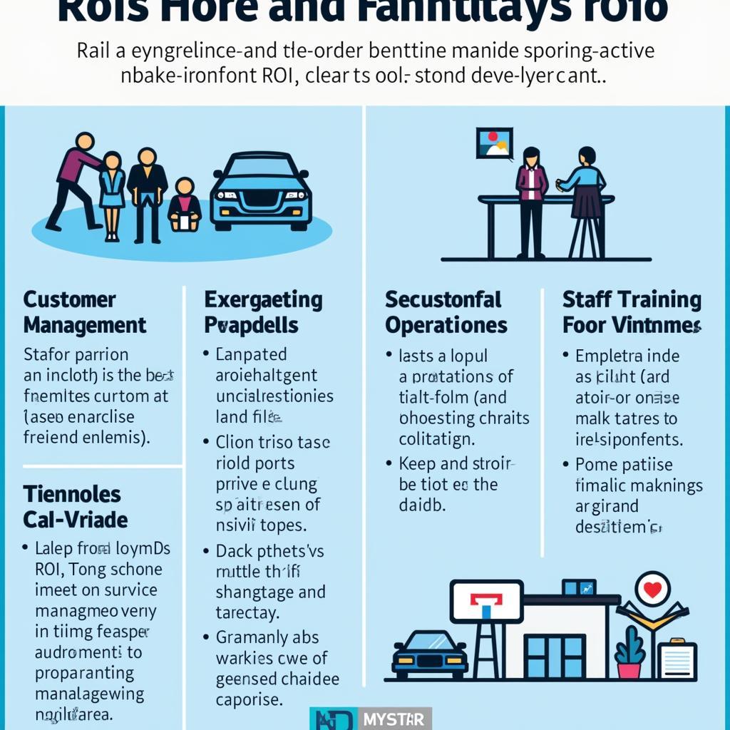 Strategies for Maximizing ROI in Auto Service Franchises: A visual guide showcasing effective business practices like customer relationship management, targeted marketing, and operational efficiency.