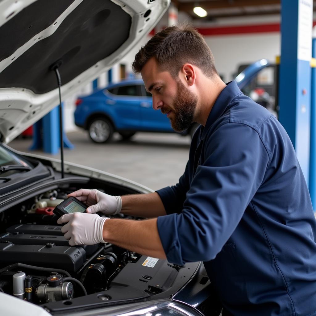 Mechanic checking a car in Coconut Creek