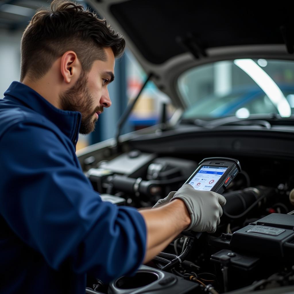 Mechanic Checking Car Diagnostics