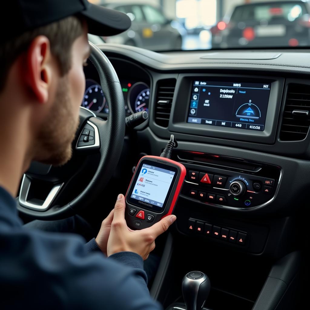 Mechanic Using Diagnostic Tools