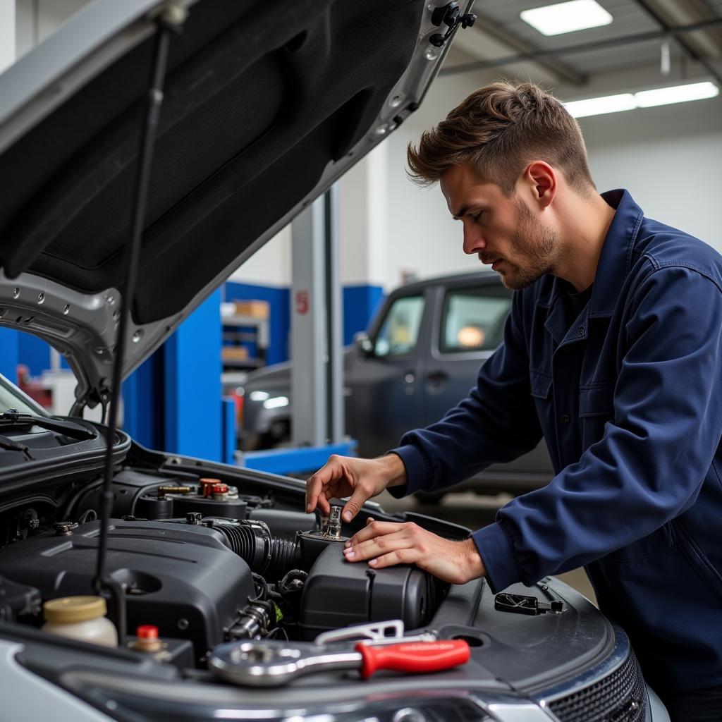 Mechanic Checking Car Engine