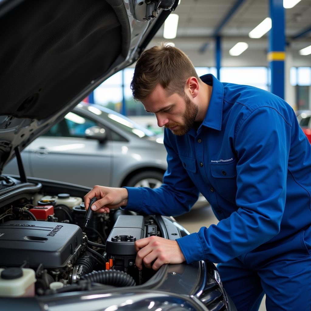 Mechanic Checking Car Engine