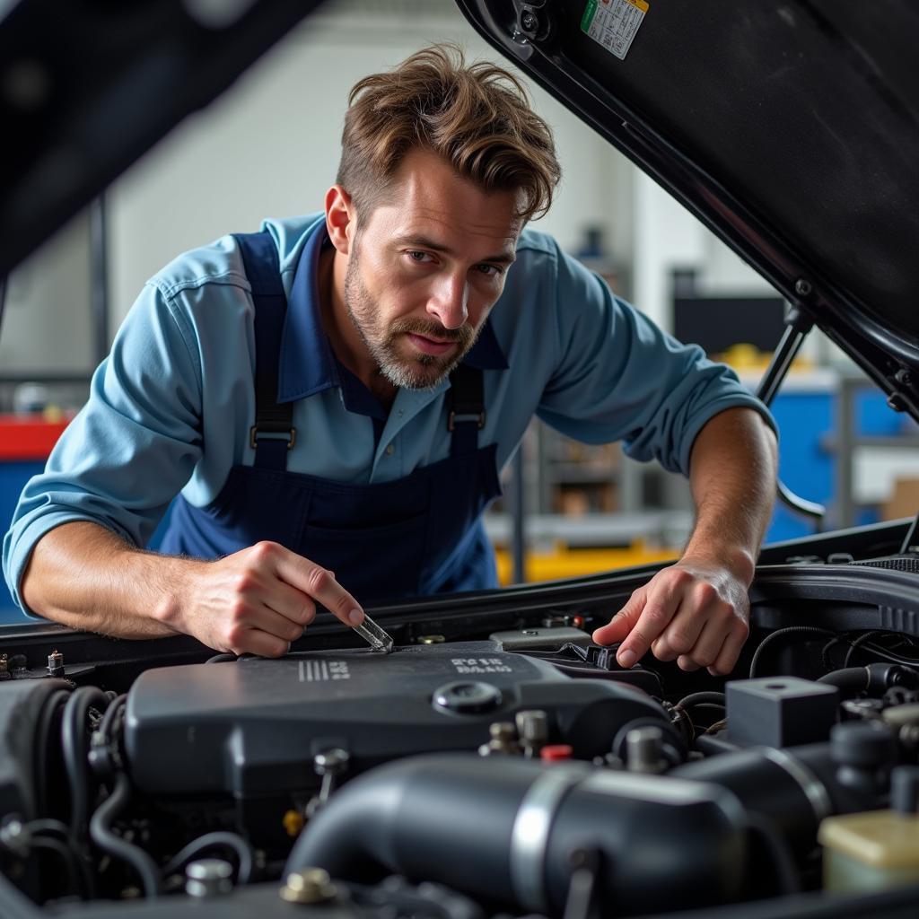 Mechanic Checking Car Engine