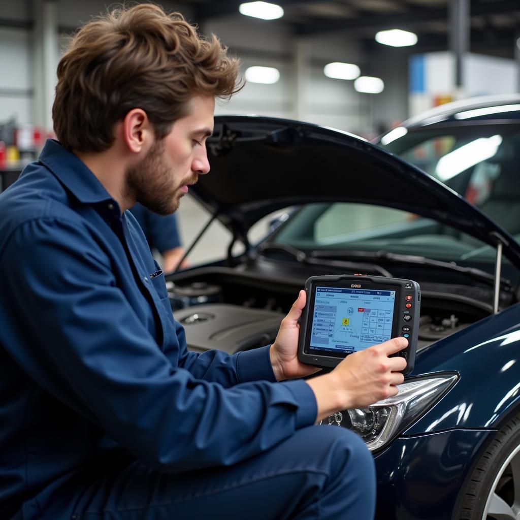 Mechanic Diagnosing Car Problem in Yakima