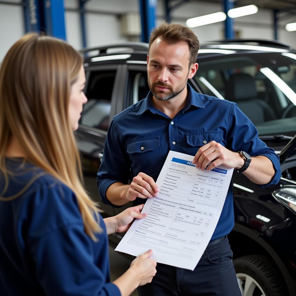 Mechanic Explaining Car Repair Estimate