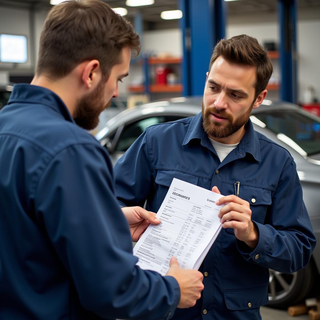 Mechanic Explaining Car Repair Estimate