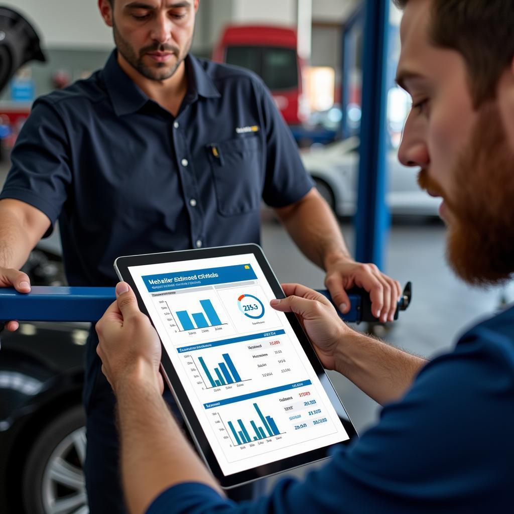 A mechanic clearly explaining the repair estimate to a customer