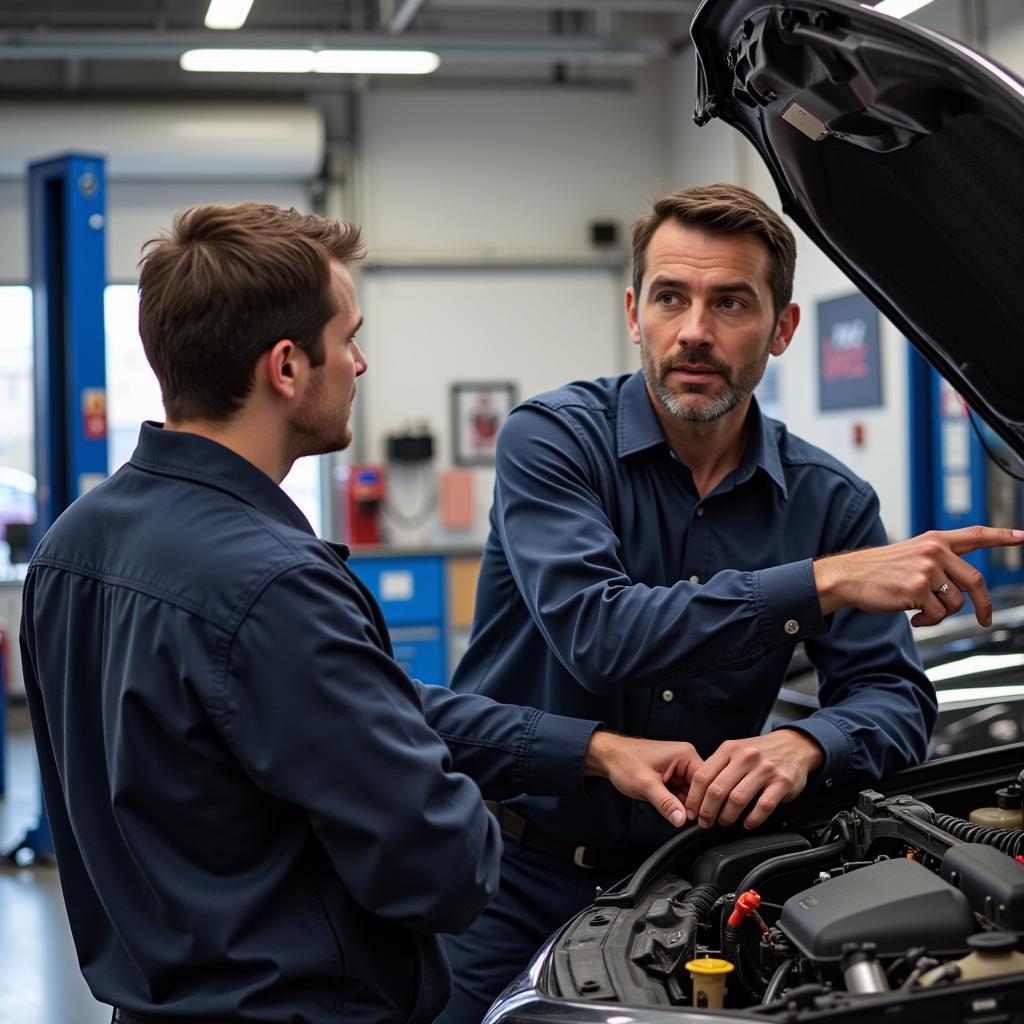 Mechanic Explaining Car Repair in St Paul