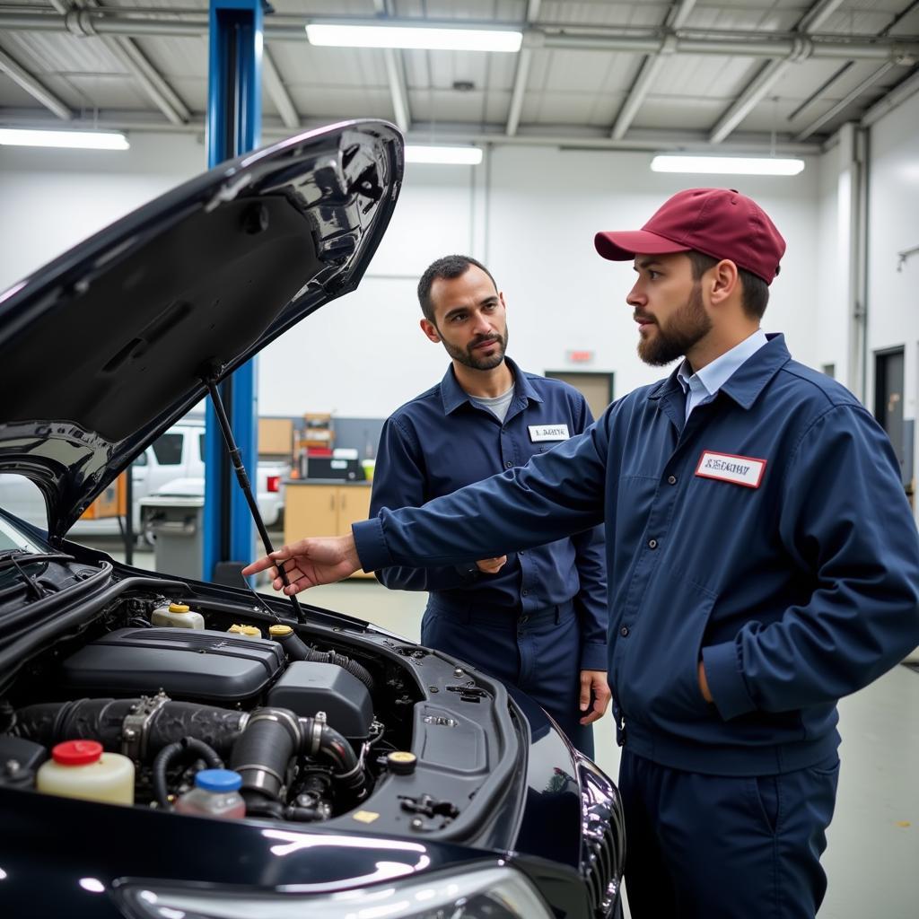 Mechanic Explaining Car Repair to Customer