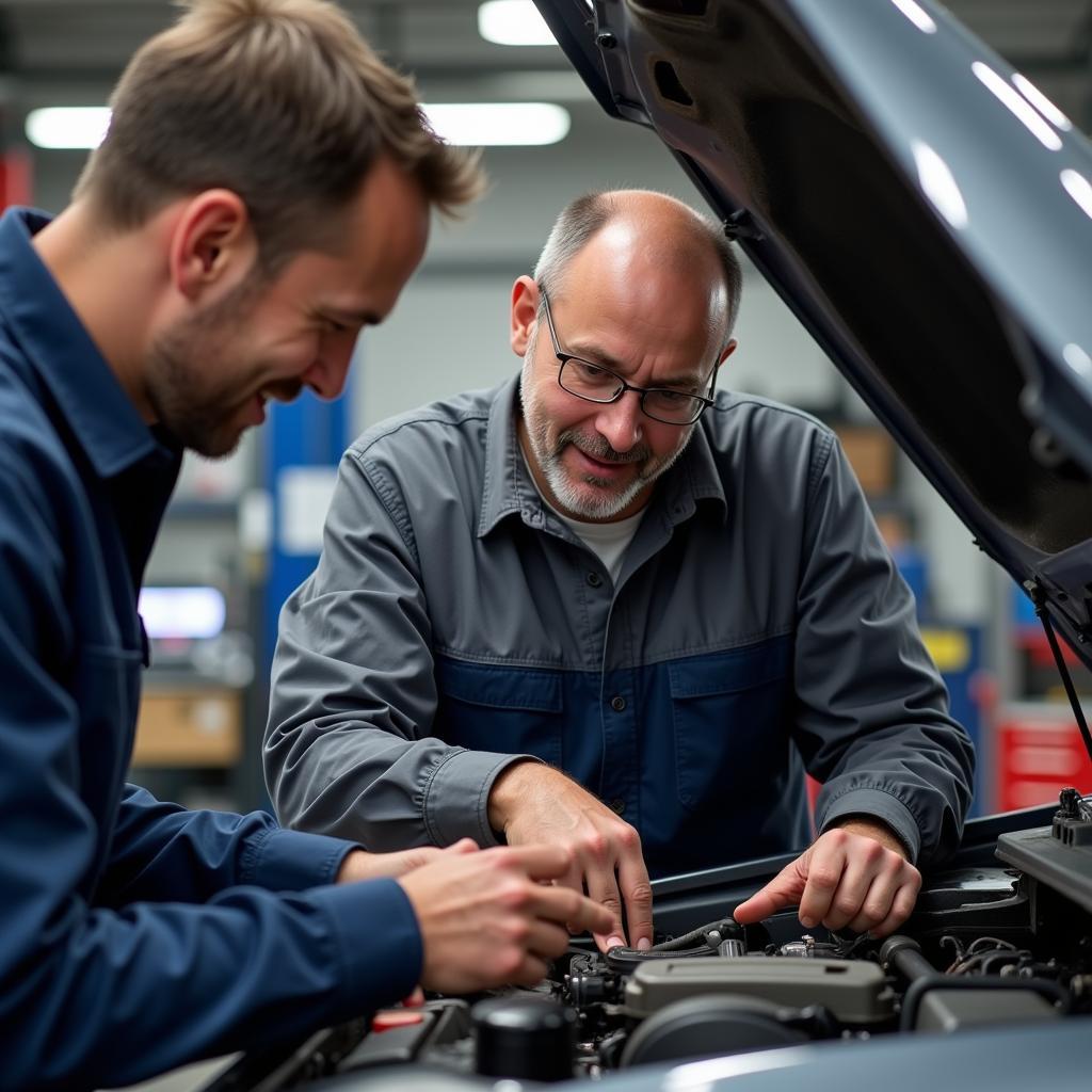 Mechanic Explaining Car Repair to Customer