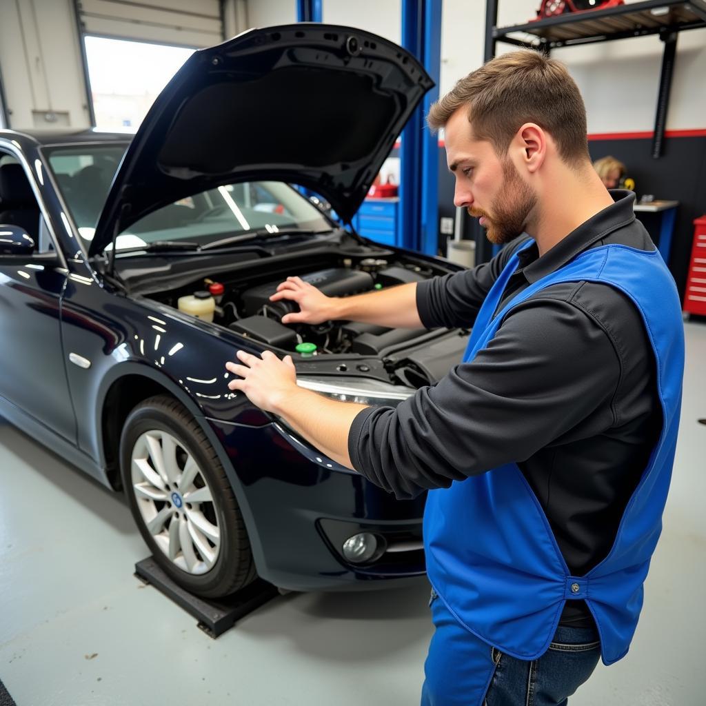 Mechanic Explaining Car Repair to Customer