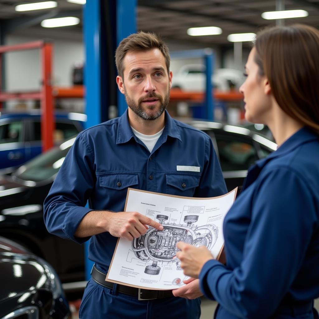 Mechanic Explaining Car Repair to Customer in Frederick, MD