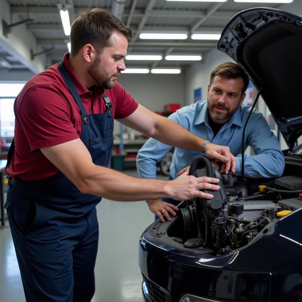 Mechanic Explaining Car Repairs to Customer