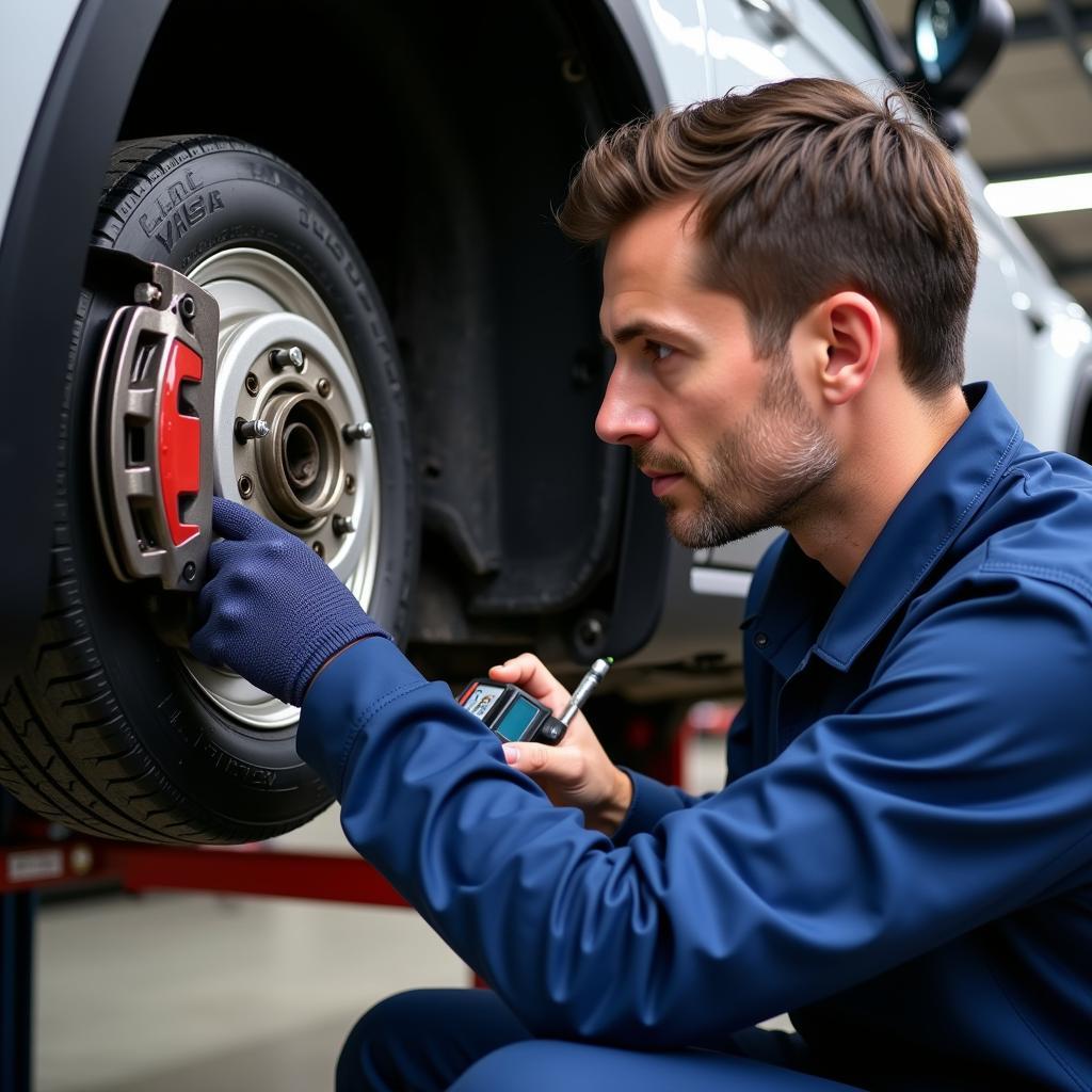 Mechanic Inspecting ABS System