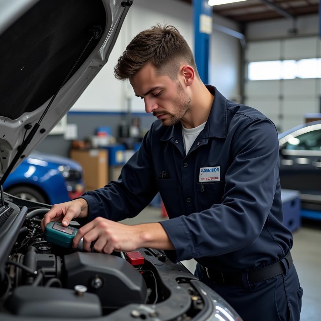 Mechanic Inspecting Car in Hillsboro Village