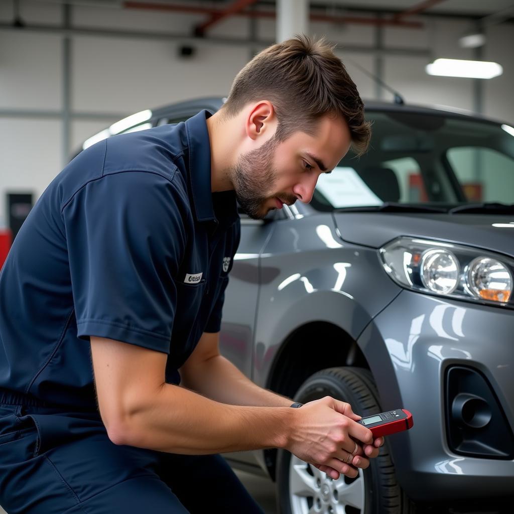 Mechanic Inspecting Car in Milwaukee