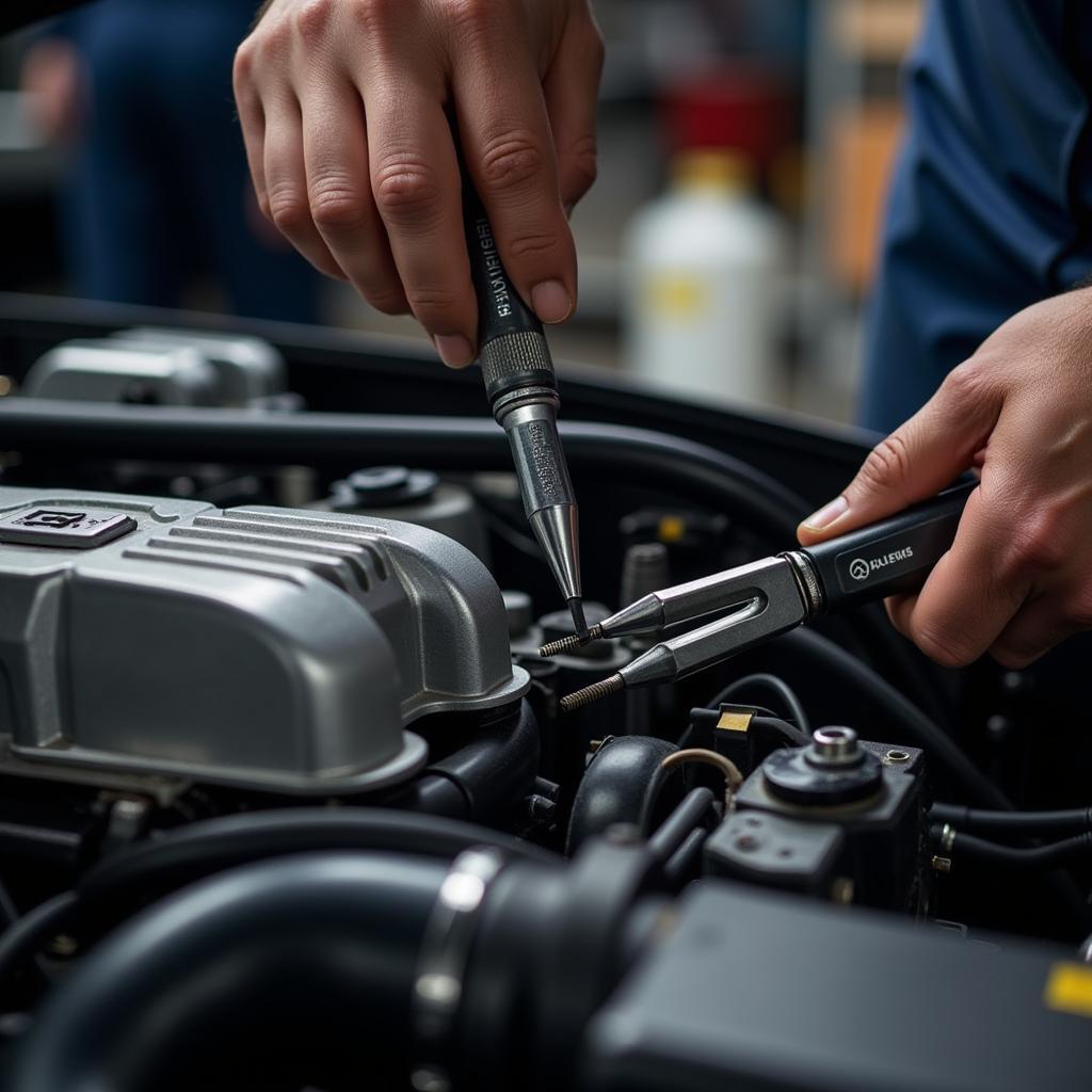 Mechanic Performing Advanced Auto Repair Using Specialized Tools