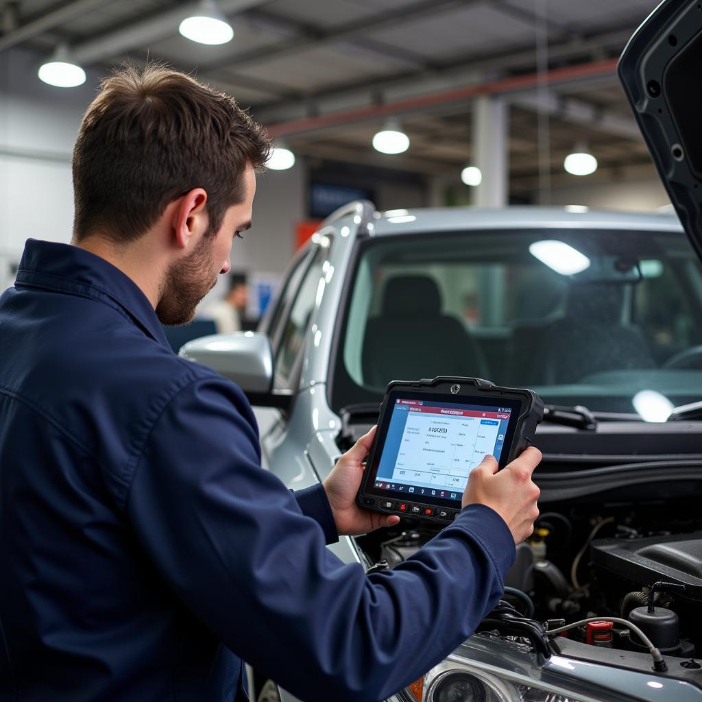 Mechanic Performing Car Diagnostics in Chicago