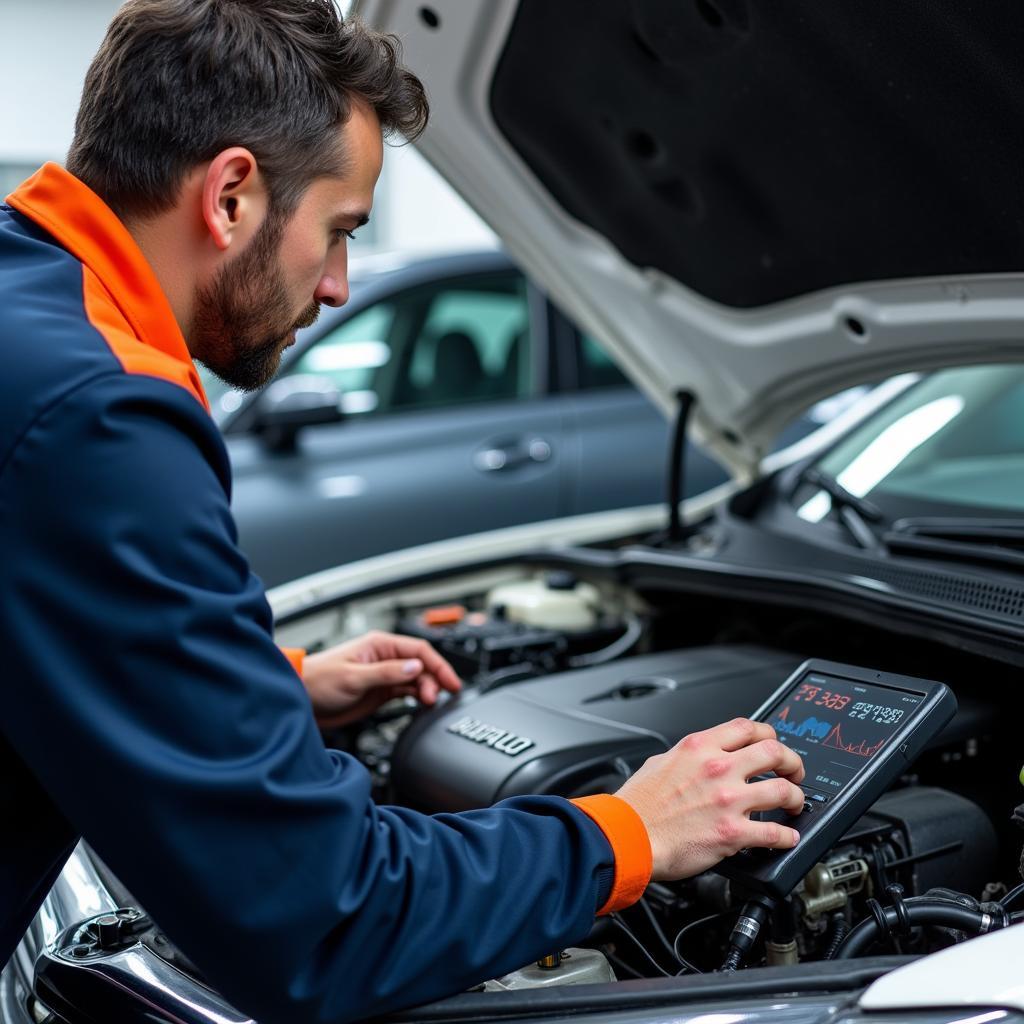 Mechanic Performing Car Diagnostics