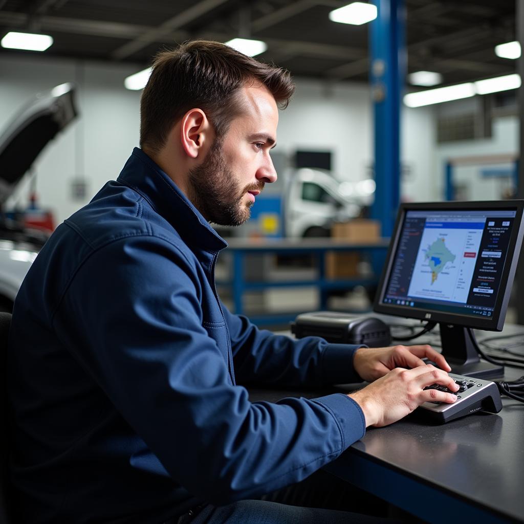 Mechanic Performing Car Diagnostics on Alamance Church Road