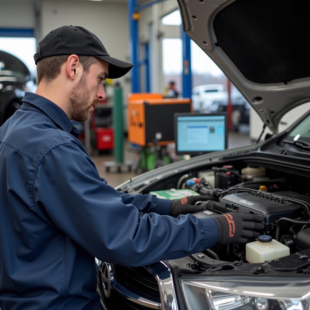 Experienced Mechanic Performing Car Diagnostics in Menomonee Falls