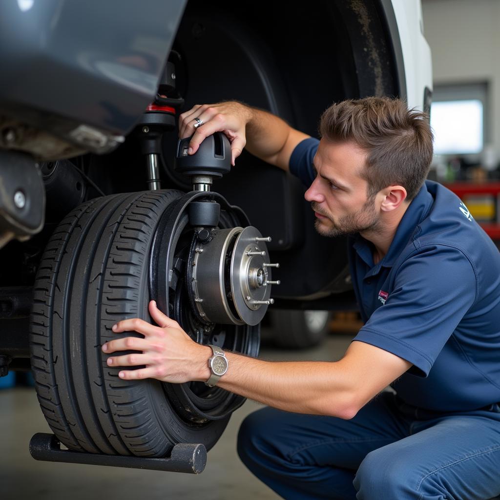 Mechanic Performing Car Inspection