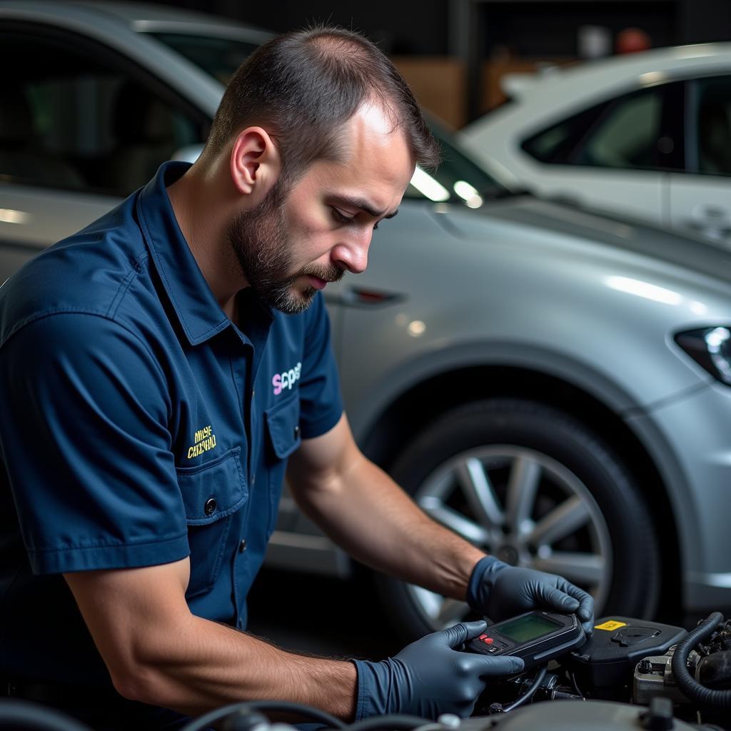 Certified Mechanic Performing Thorough Car Inspection in Castle Hills