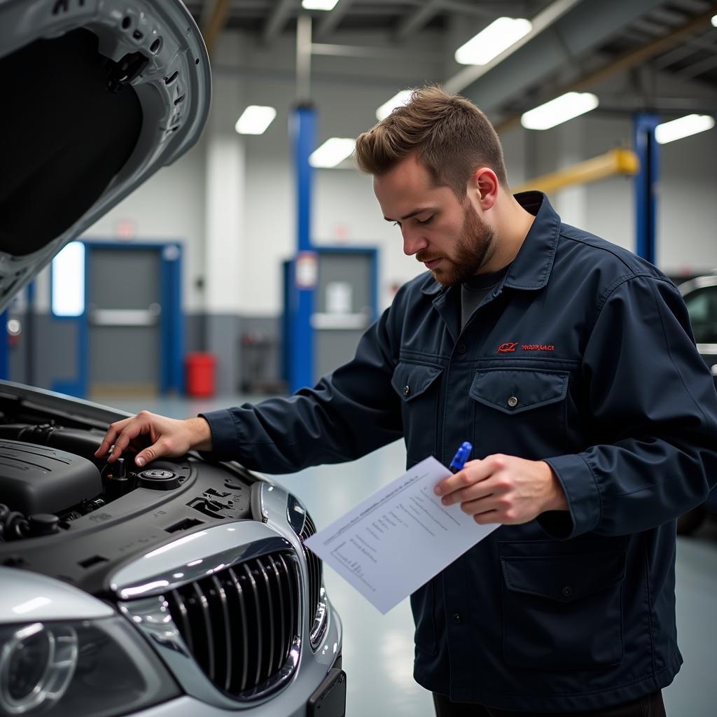 Certified mechanic performing a thorough car inspection in Falcon Heights.