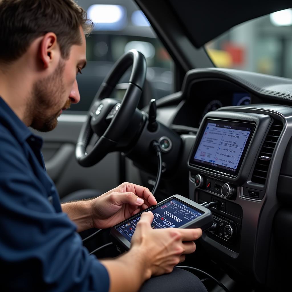 Mobile Mechanic Performing Diagnostic Test