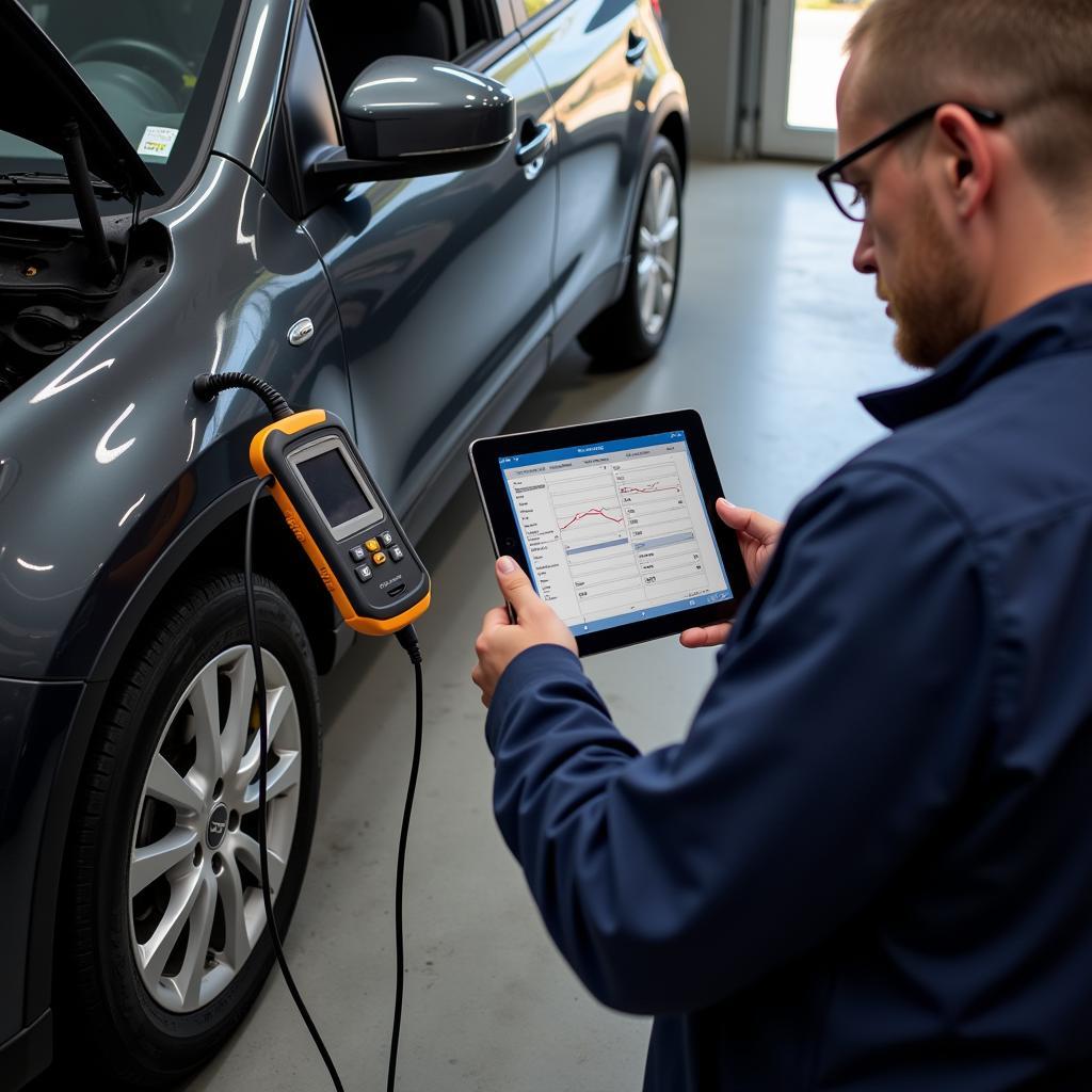 Mechanic Performing Diagnostic Test