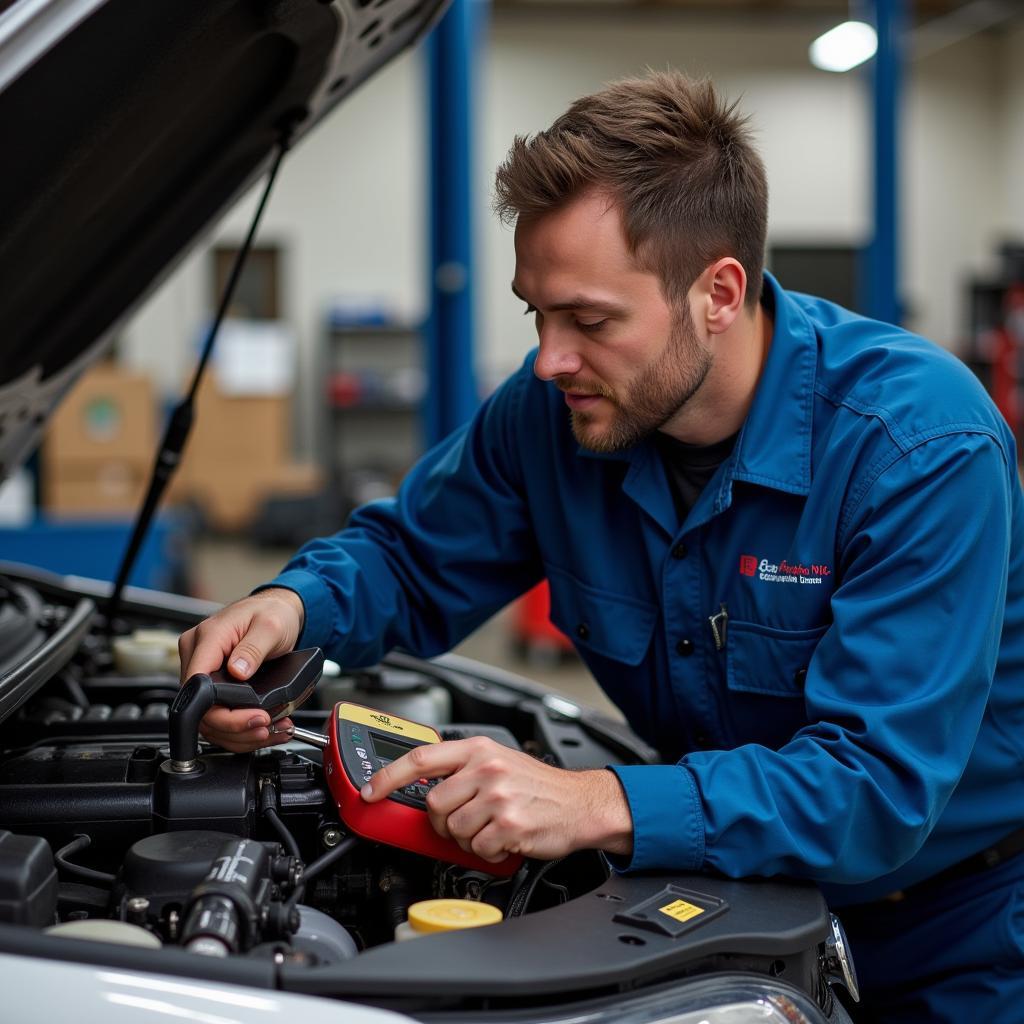 Certified Mechanic Performing a Vehicle Inspection in Spokane