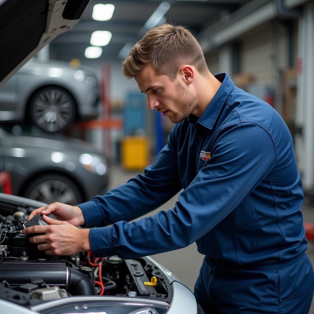 Mechanic Performing Routine Car Maintenance