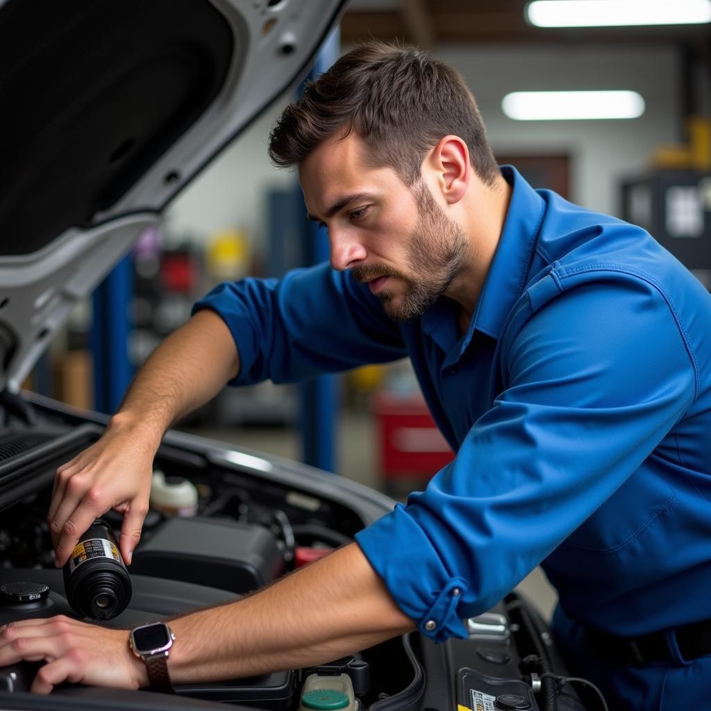 Mechanic Performing Routine Car Maintenance