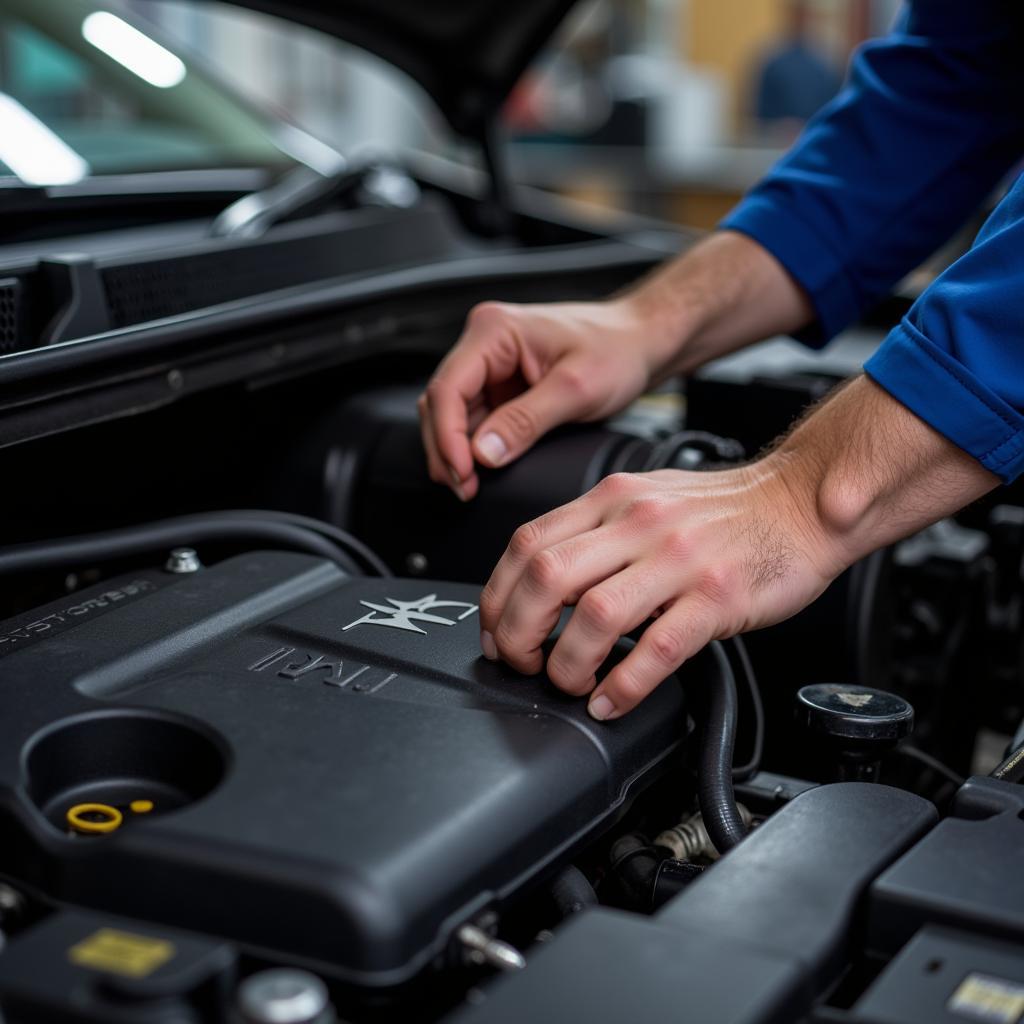 Mechanic Performing Routine Car Maintenance