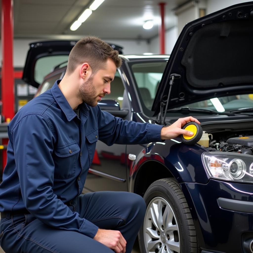 Mechanic Performing Routine Maintenance in Swansea