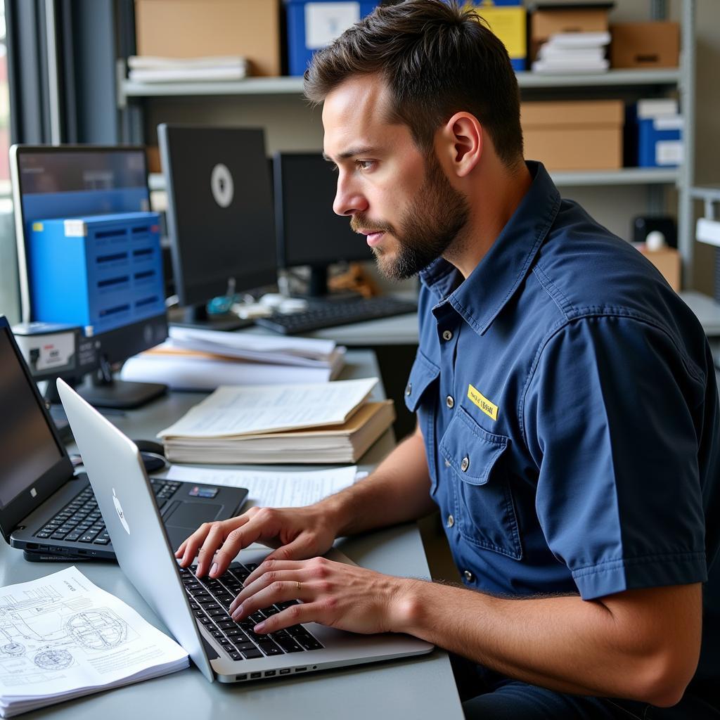 Mechanic Preparing for Auto Service Excellence Test