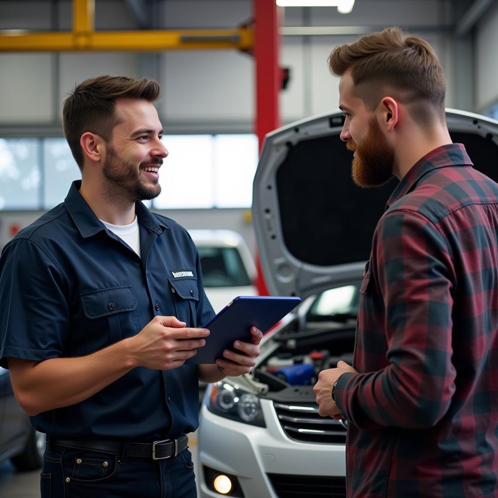 Mechanic Talking to Customer