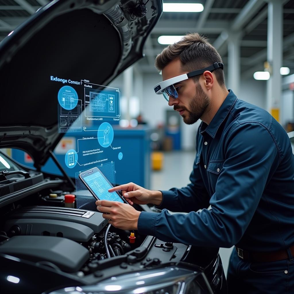 Mechanic Using Augmented Reality for Car Repair