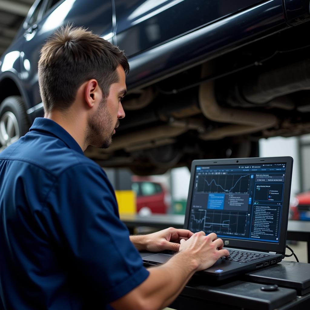 Mechanic Performing Computer Diagnostics