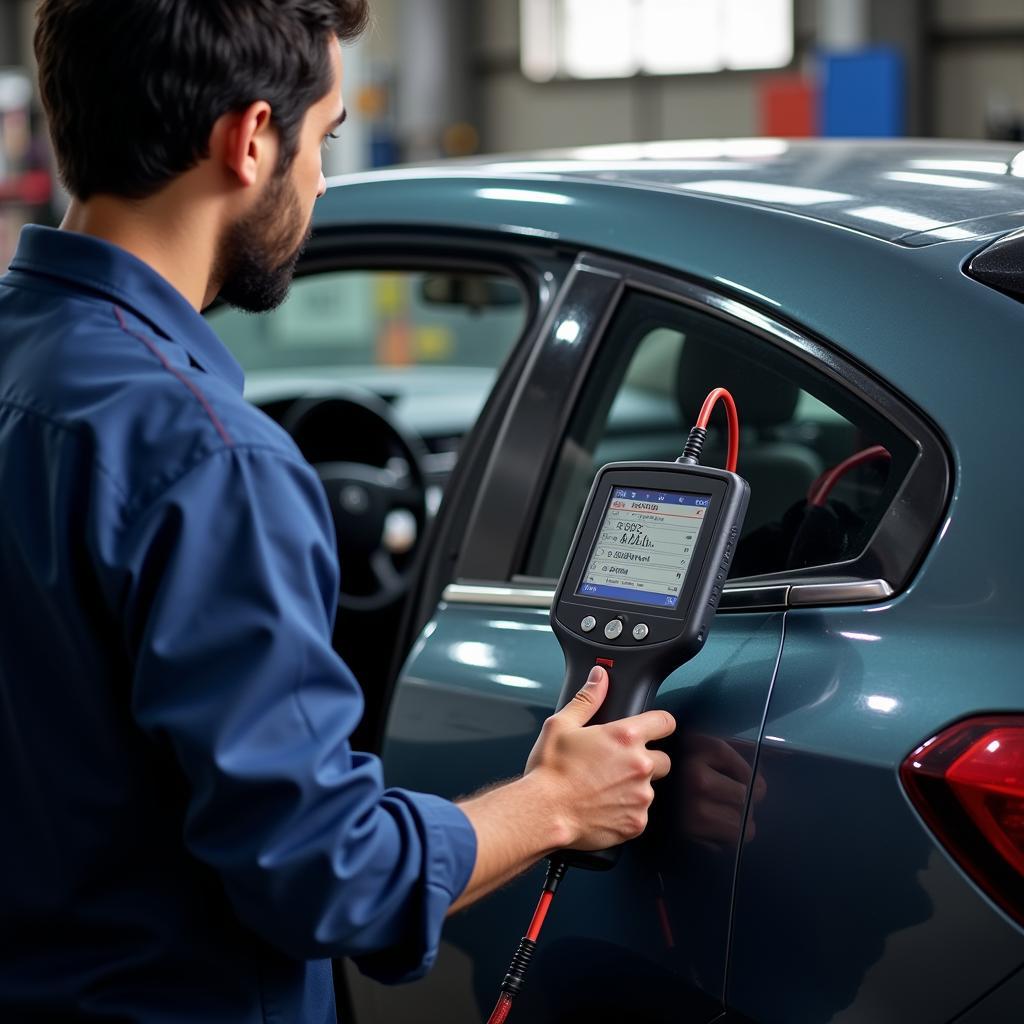 Mechanic Using Diagnostic Tool in India