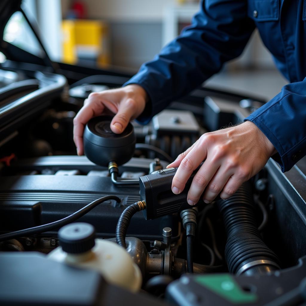 Mechanic using diagnostic tools on a car in Columbia