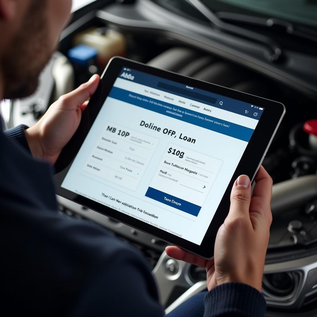 Mechanic using a digital platform to process a loan application