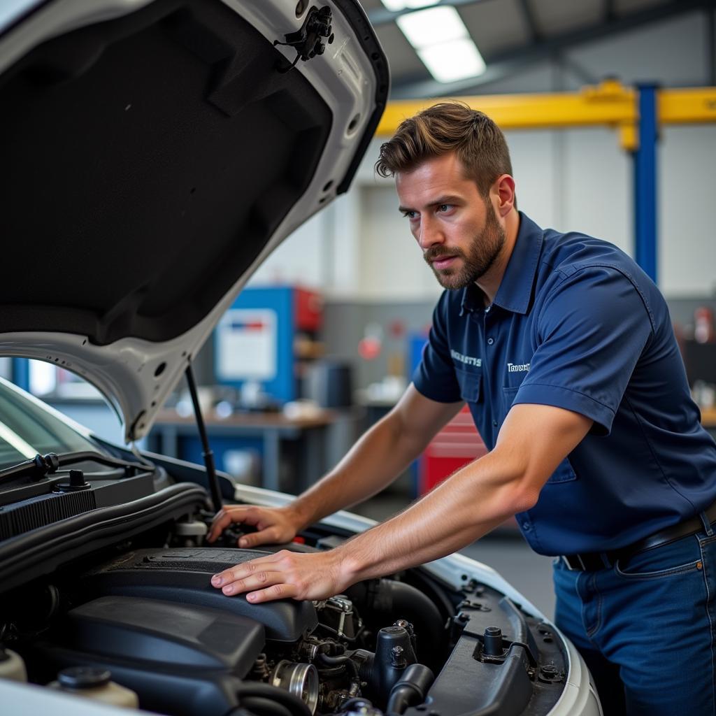 Mechanic Working on a Car