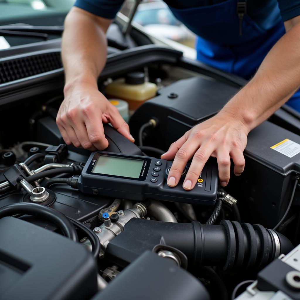 Mechanic Working on a Car