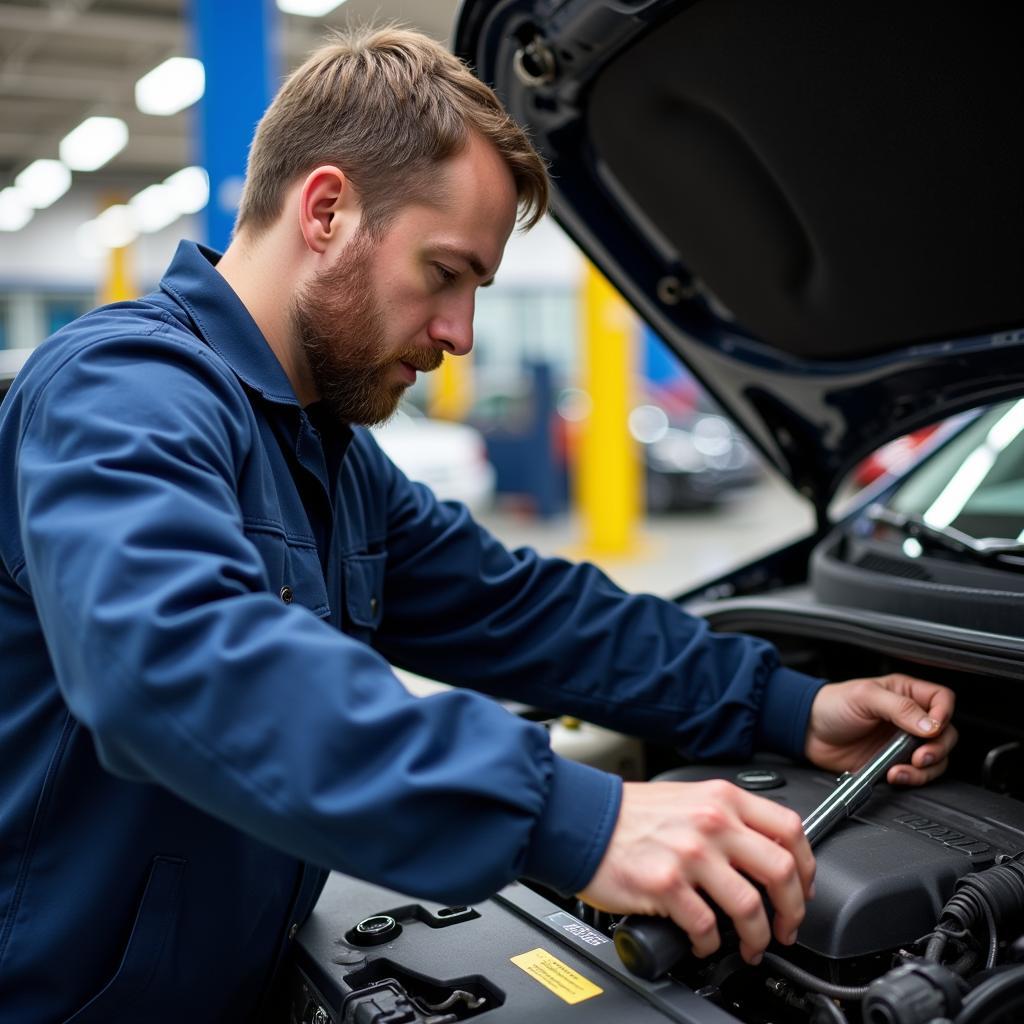 Mechanic Working on a Car