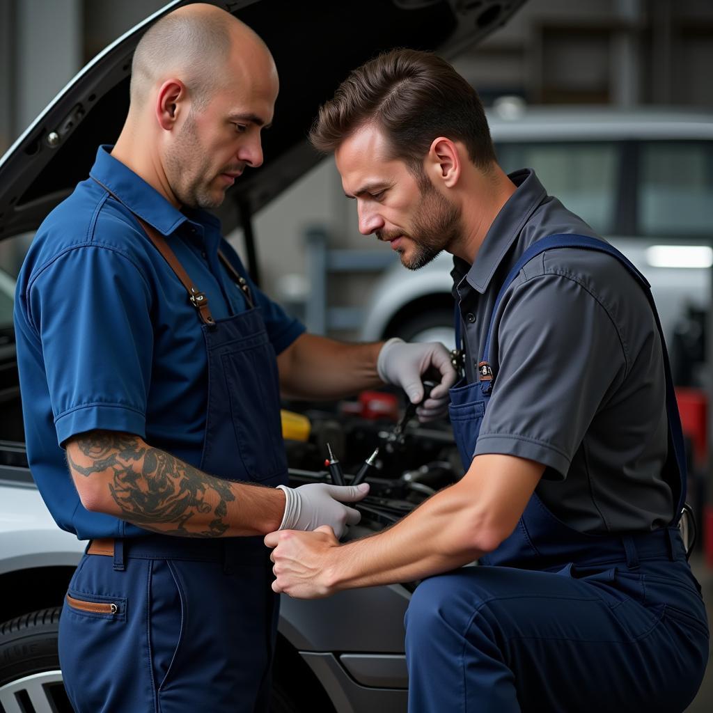 Mechanic Performing Car Maintenance