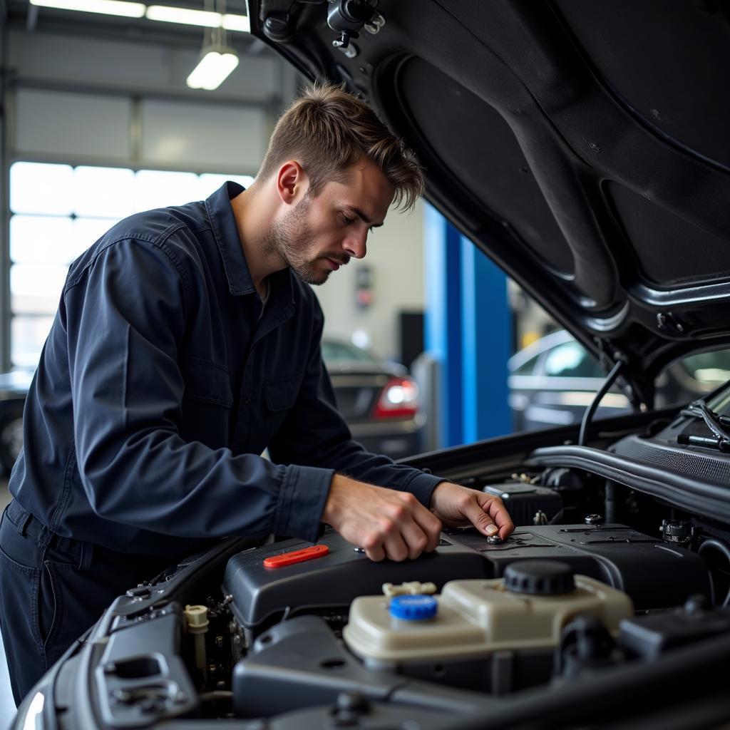 Mechanic Working on Car Engine in Libertyville