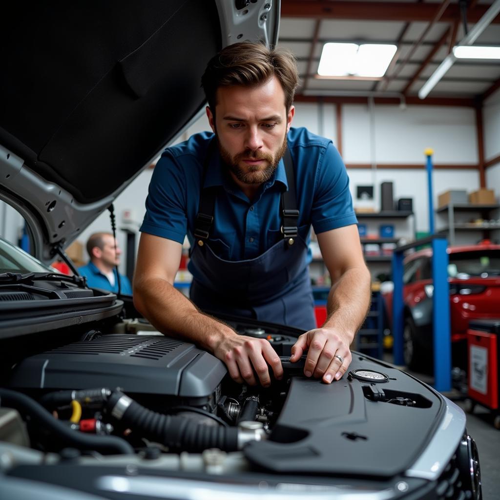 Mechanic Working on Car Engine in Maple Grove