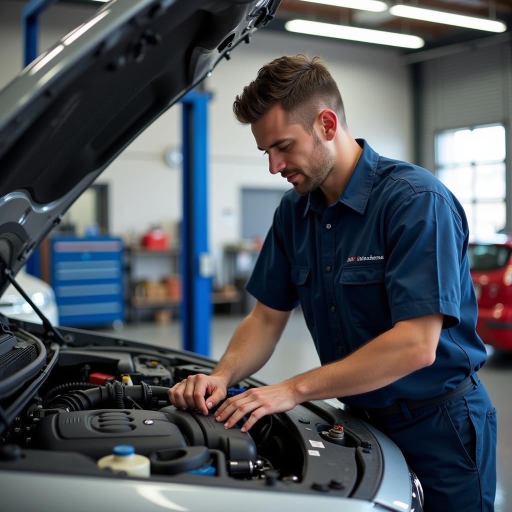 Mechanic Working on Car Engine Rockville MD